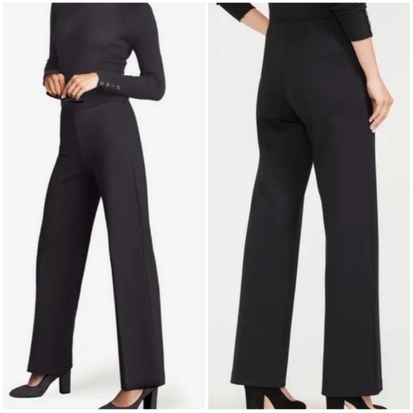 J. McLaughlin Pants - J. McLaughlin Carter Black Trouser Wide Leg High Waist Sz 14 Bainbridge Fabric